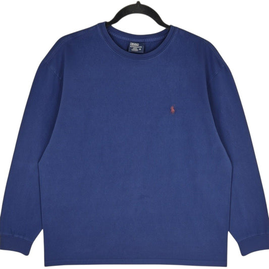 Vintage Polo Ralph Lauren 90's Dark Blue Long Sleeve Tee Shirt Size M