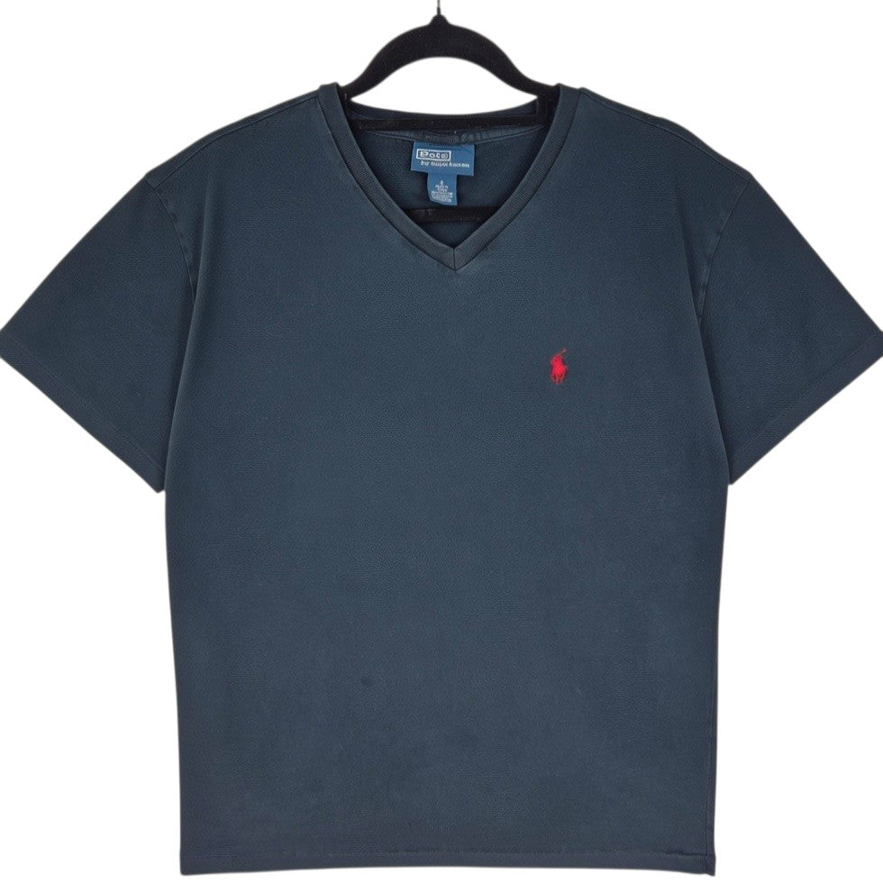 Vintage Polo Ralph Lauren 90's Black Basic V Neck Tee Shirt Size S