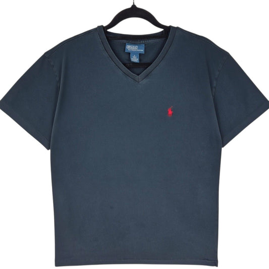 Vintage Polo Ralph Lauren 90's Black Basic V Neck Tee Shirt Size S