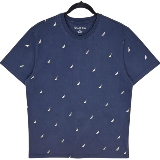 Nautica Dark Blue All Over Print Tee Shirt Size XL