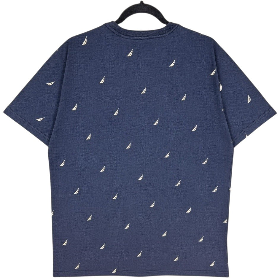 Nautica Dark Blue All Over Print Tee Shirt Size XL