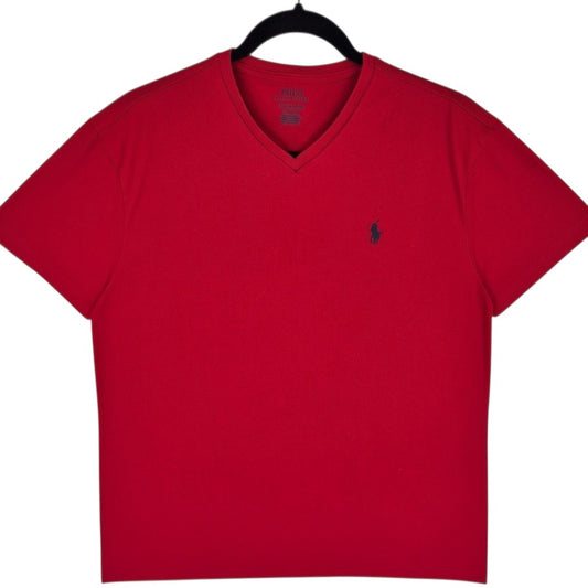 Polo Ralph Lauren Red Basic V Neck Tee Shirt Size S