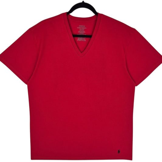 Polo Ralph Lauren Red Basic V Neck Tee Shirt Size XL