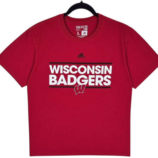 Adidas Wisconsin Badgers Red Tee Shirt Size L
