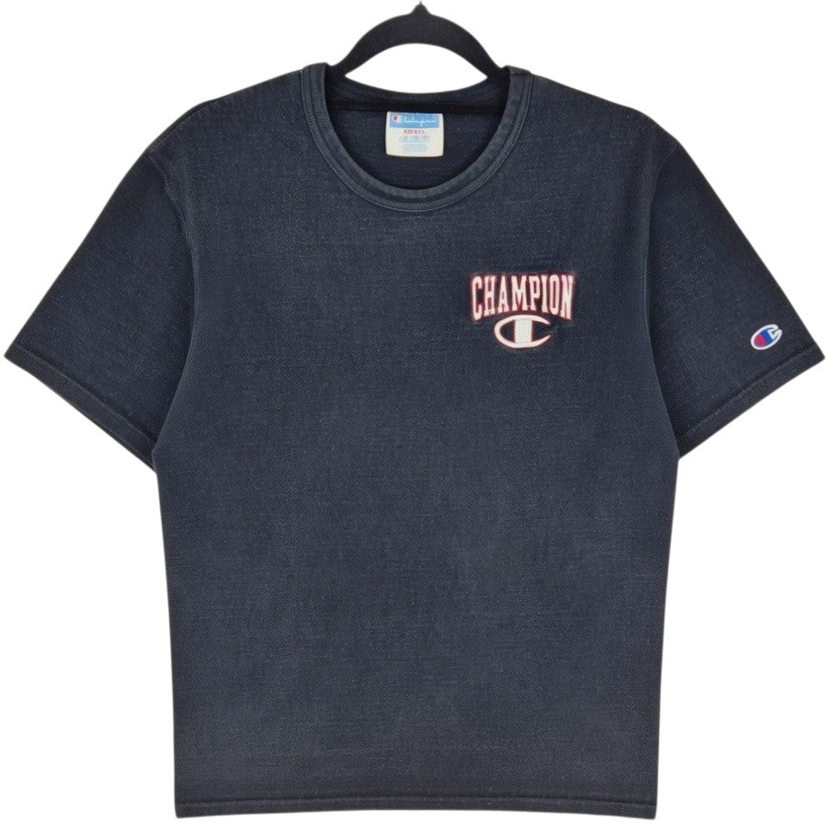 Vintage Champion Black Embroidered Tee Shirt Size S