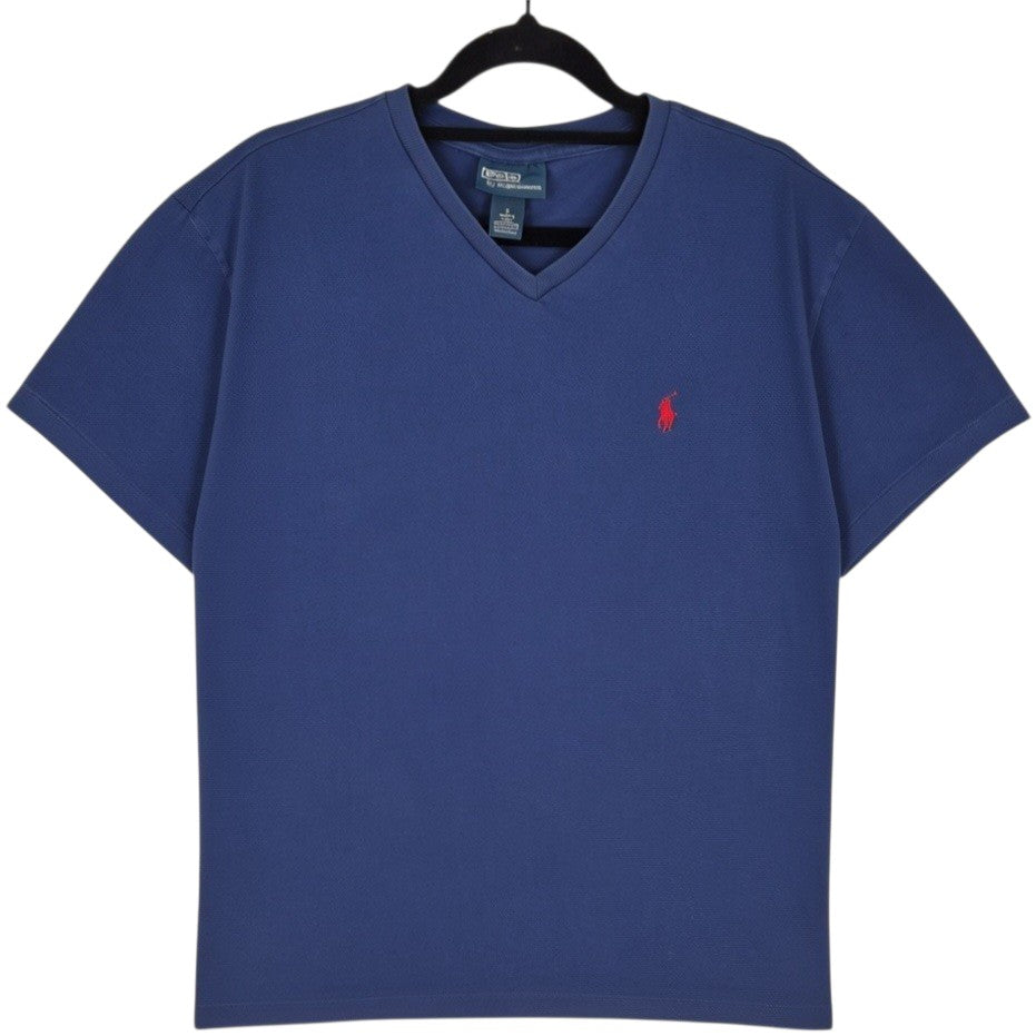 Vintage Polo Ralph Lauren Dark Blue Basic V Neck Tee Shirt Size S