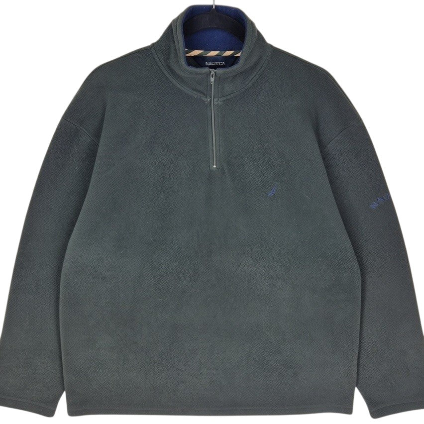 Nautica Dark Green Quarter Zip Fleece Jumper Size M