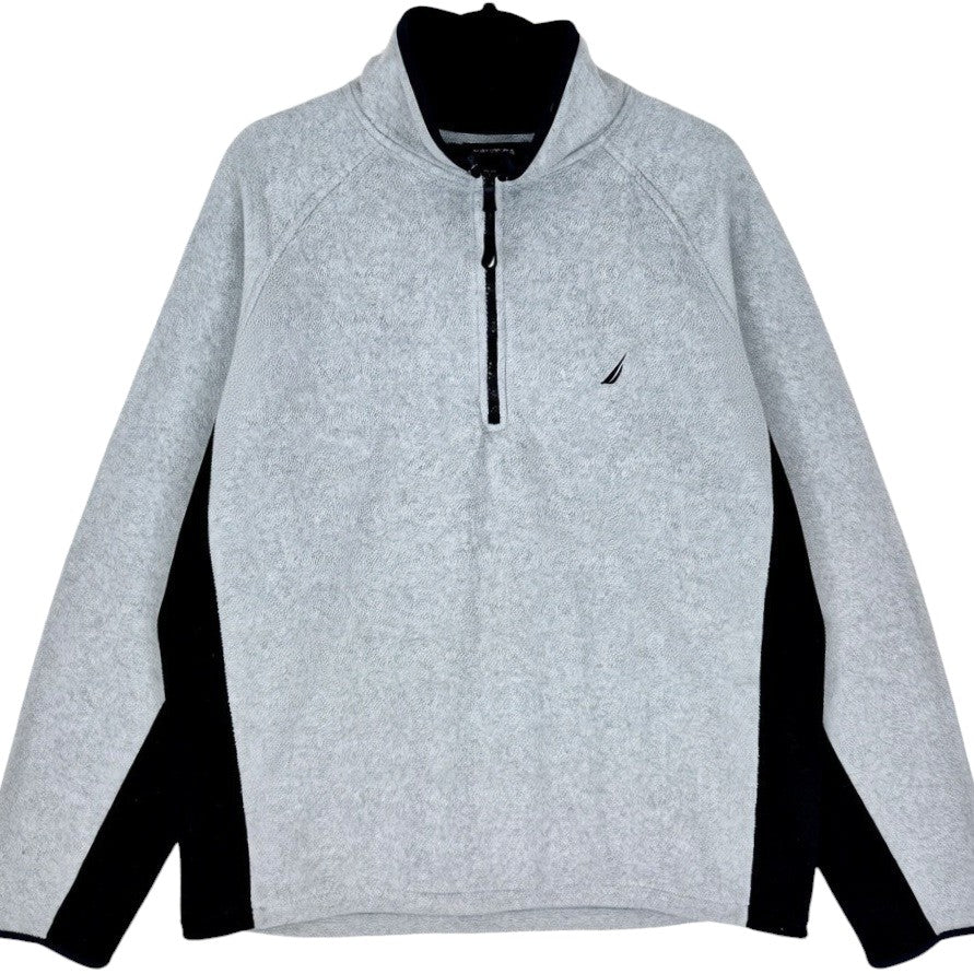 Nautica Light Grey Quarter Zip Fleece Jumper Size XL