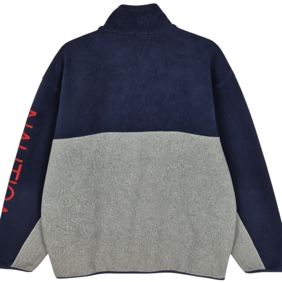 Nautica Grey & Dark Blue Quarter Zip Fleece Jumper Size XL