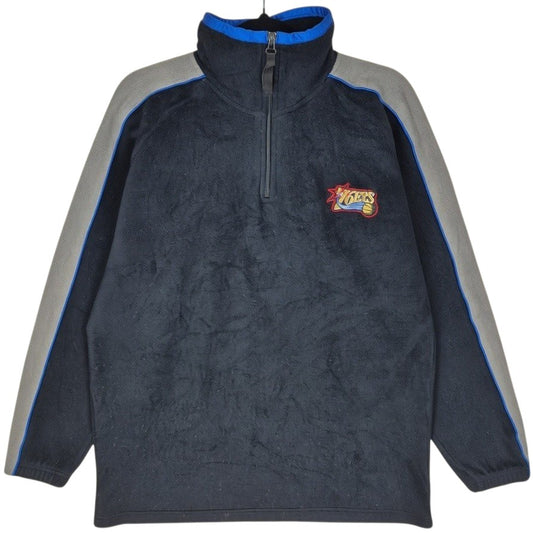 Vintage Reebok Philadelphia 76ers Black Quarter Zip Fleece Jumper Size M