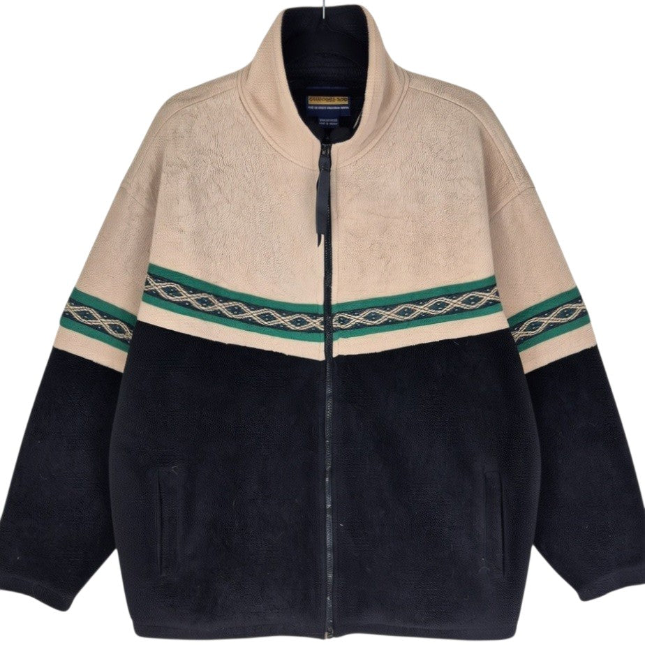 Vintage Panhandle Slim 90's Black & Brown Fleece Zip Jumper Size S