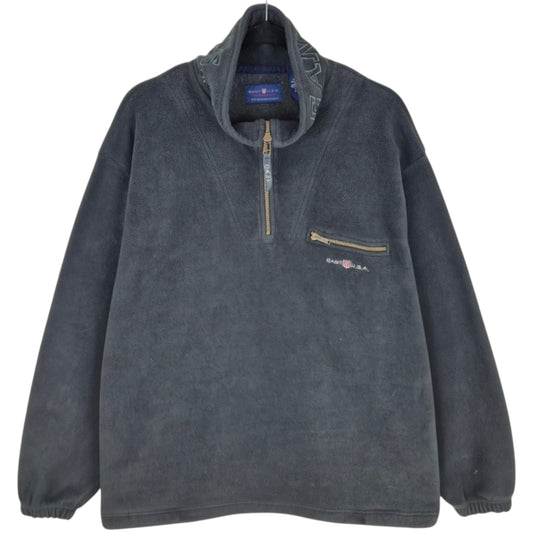 Vintage GANT USA Dark Green Quarter Zip Fleece Jumper Size XL