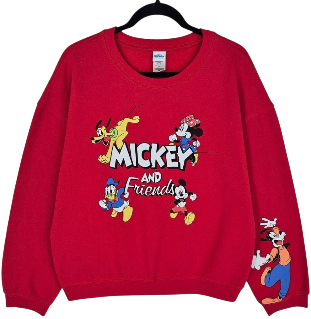 Disney Mickey & Friends Red Crewneck Sweater Size XL