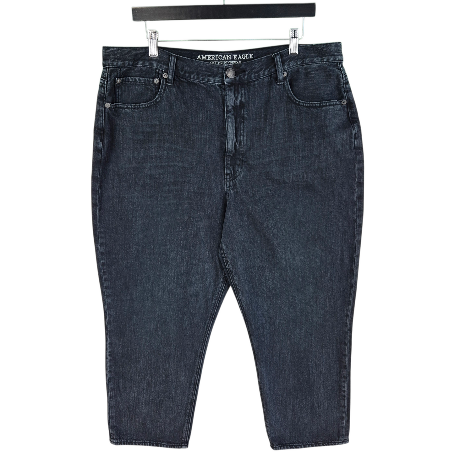 American Eagle Jeans Womens Black Hi Rise Cropped Denim W39