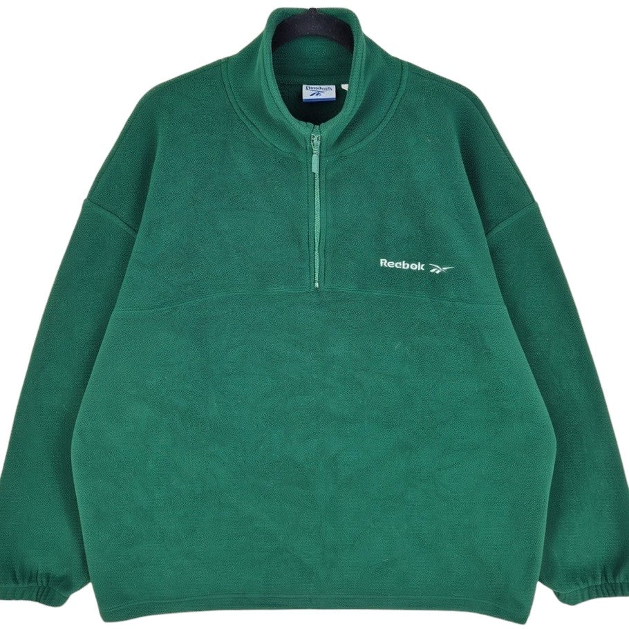 Vintage Reebok 2000's Green Quarter Zip Fleece Jumper Size L