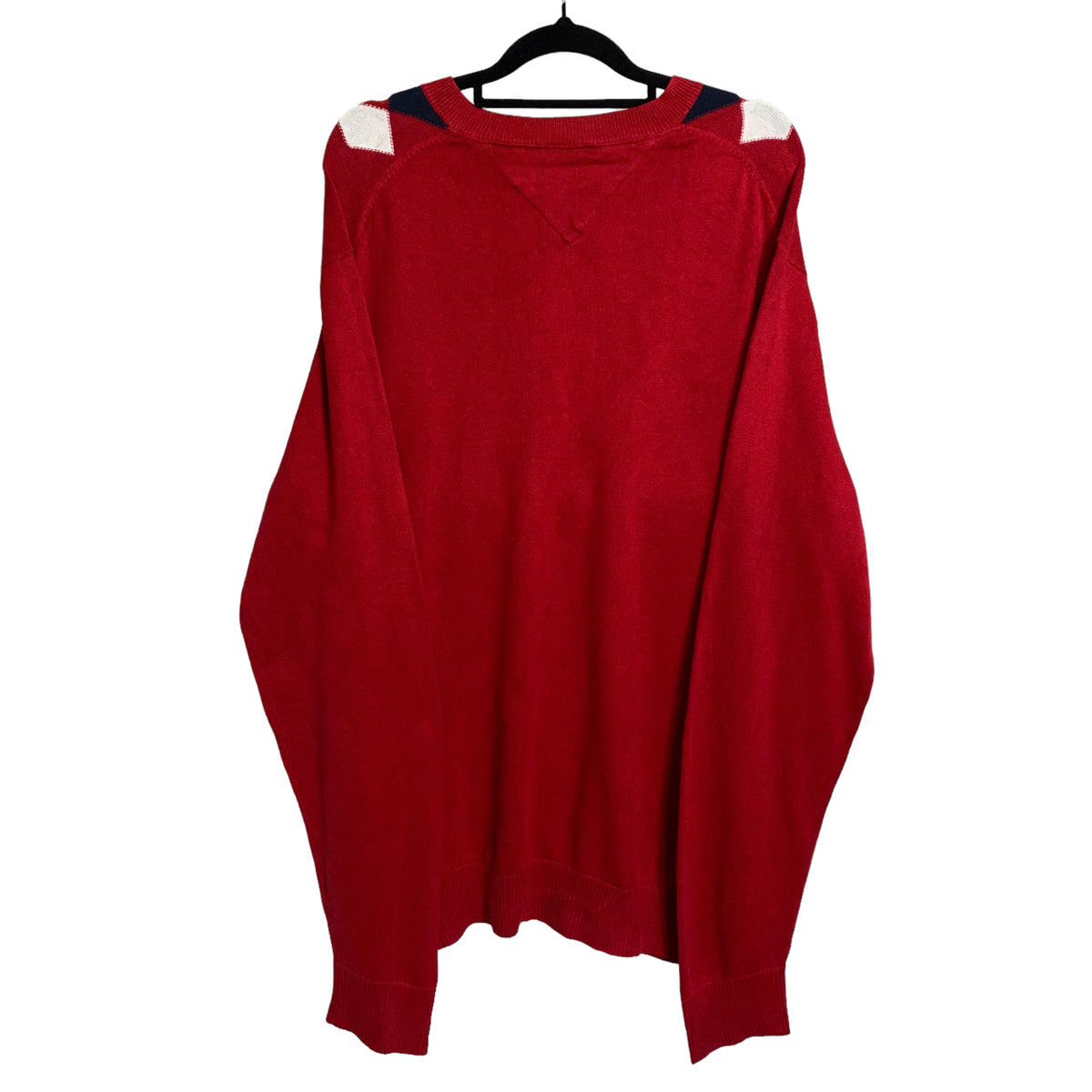 Tommy Hilfiger Red Diamond Pattern Light Knit V Neck Sweater Size L