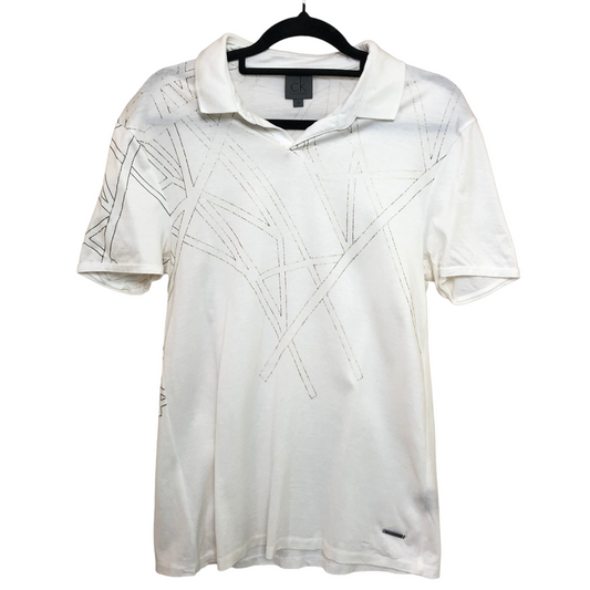 Calvin Klein White Polo Shirt Top Size S C94 L65 55exchange