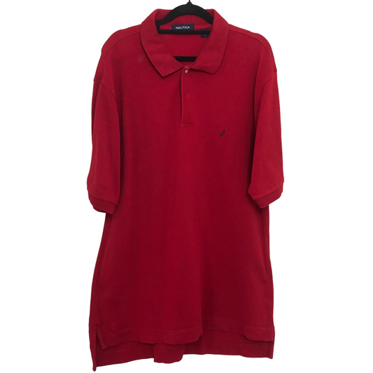 Nautica Red 100% Cotton Polo Shirt Top Size L C113 L77 55exchange
