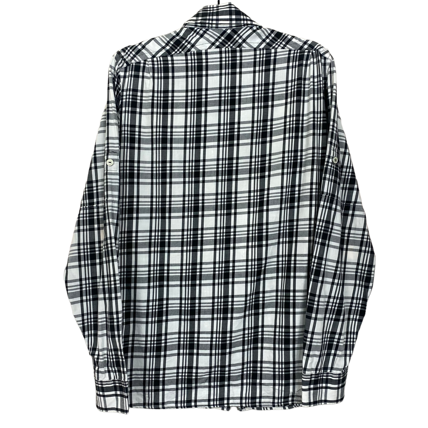 G-Star Raw Black White Checkered Slim Fit Long Sleeve Button Up Business Polo Dress Shirt S C92