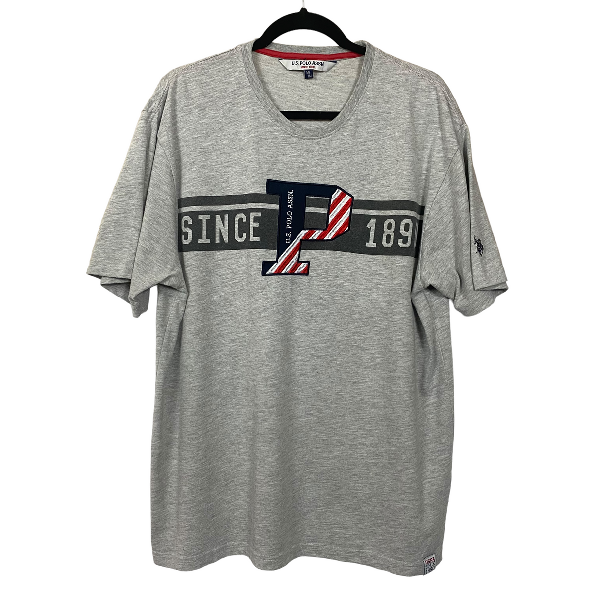US Polo Assn Grey Cotton Tee Shirt Top Size M